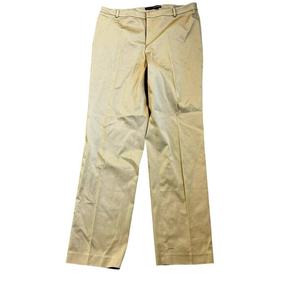 LINDA ALLARD ELLEN TRACY NWT Women's 14 Tan Gold Stripe Straight Trouser‎ Pants - Picture 2 of 10